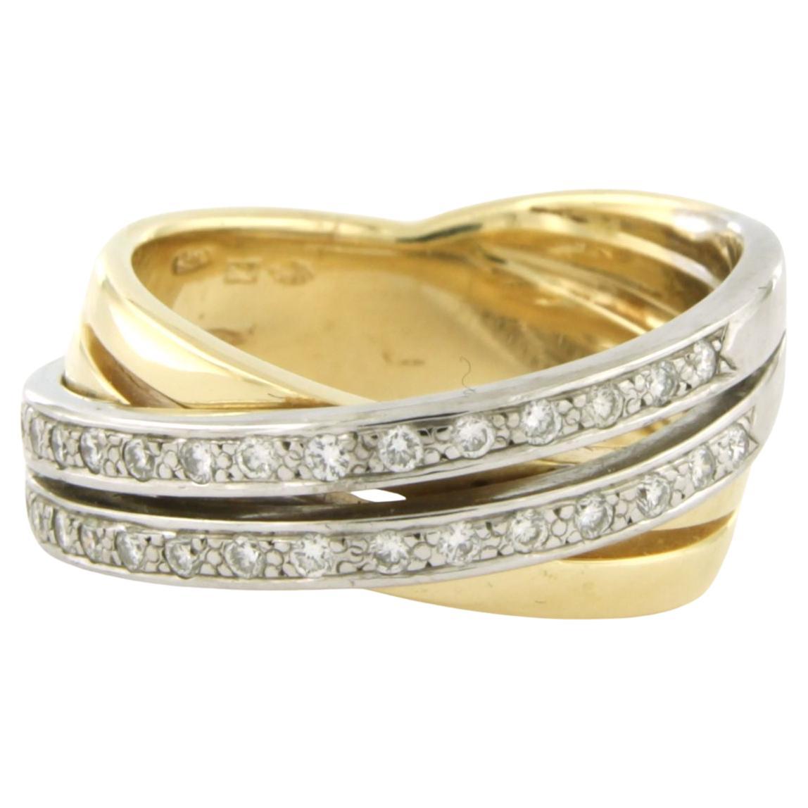 Anillo cruzado con diamantes talla brillante de hasta 0,33 ct Oro de 14k 9,1 gramos en venta