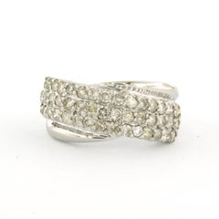 Cross-over ring with brilliant cut diamonds up to 1.00ct 18k gold 5.4 grams