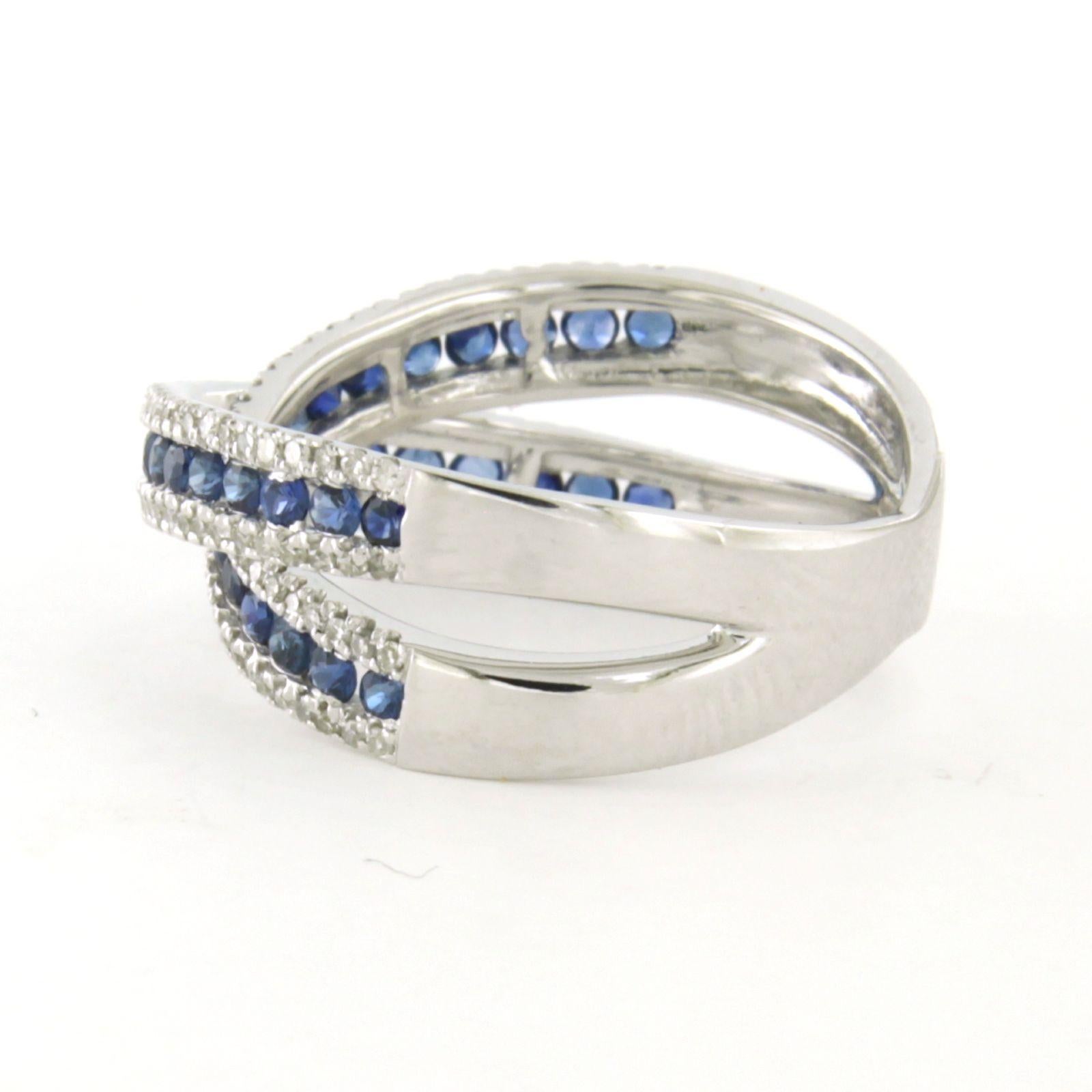Bague croisée avec saphir et diamants taille unique jusqu'à 0,50ct or 14k Excellent état - En vente à The Hague, ZH