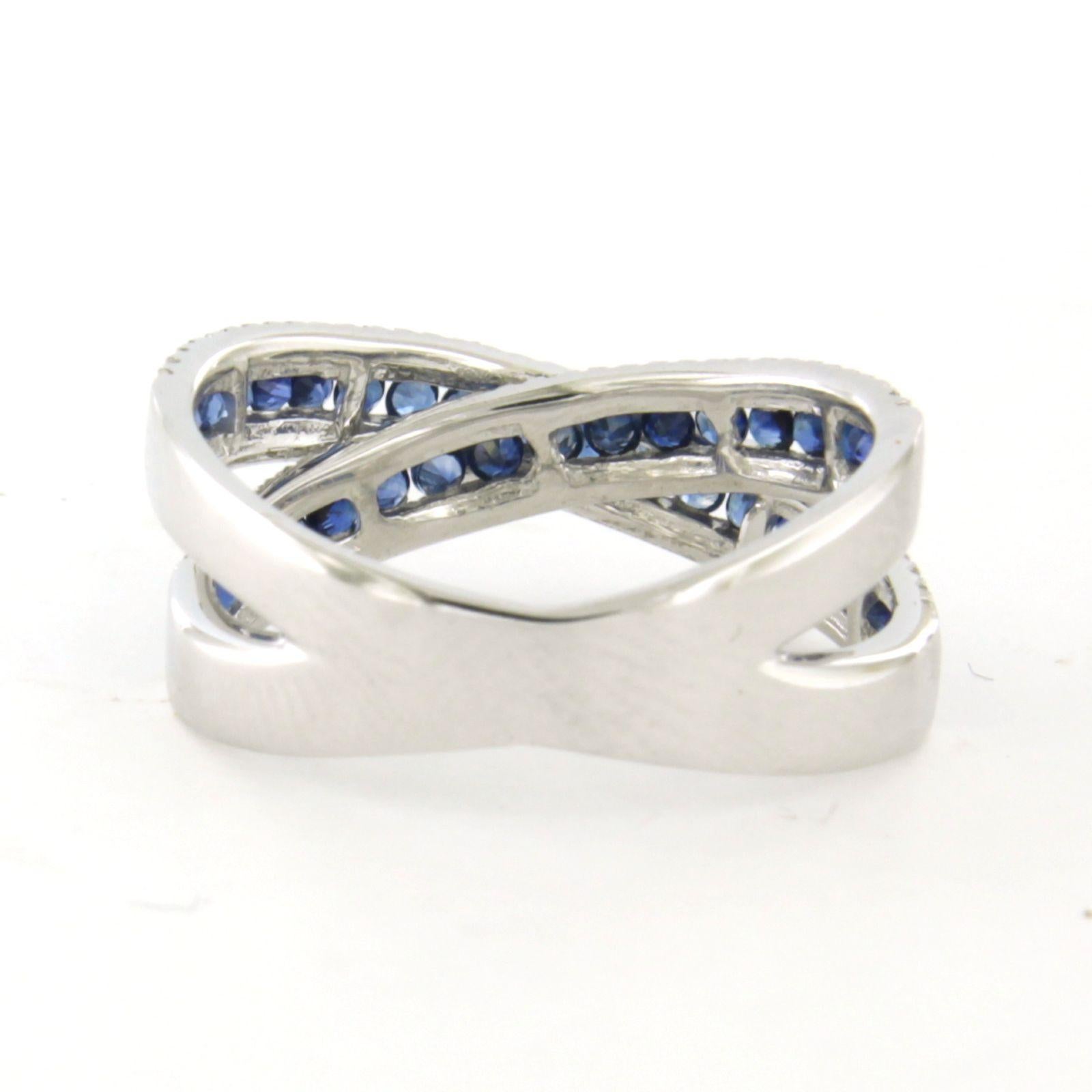 Bague croisée avec saphir et diamants taille unique jusqu'à 0,50ct or 14k Pour femmes en vente