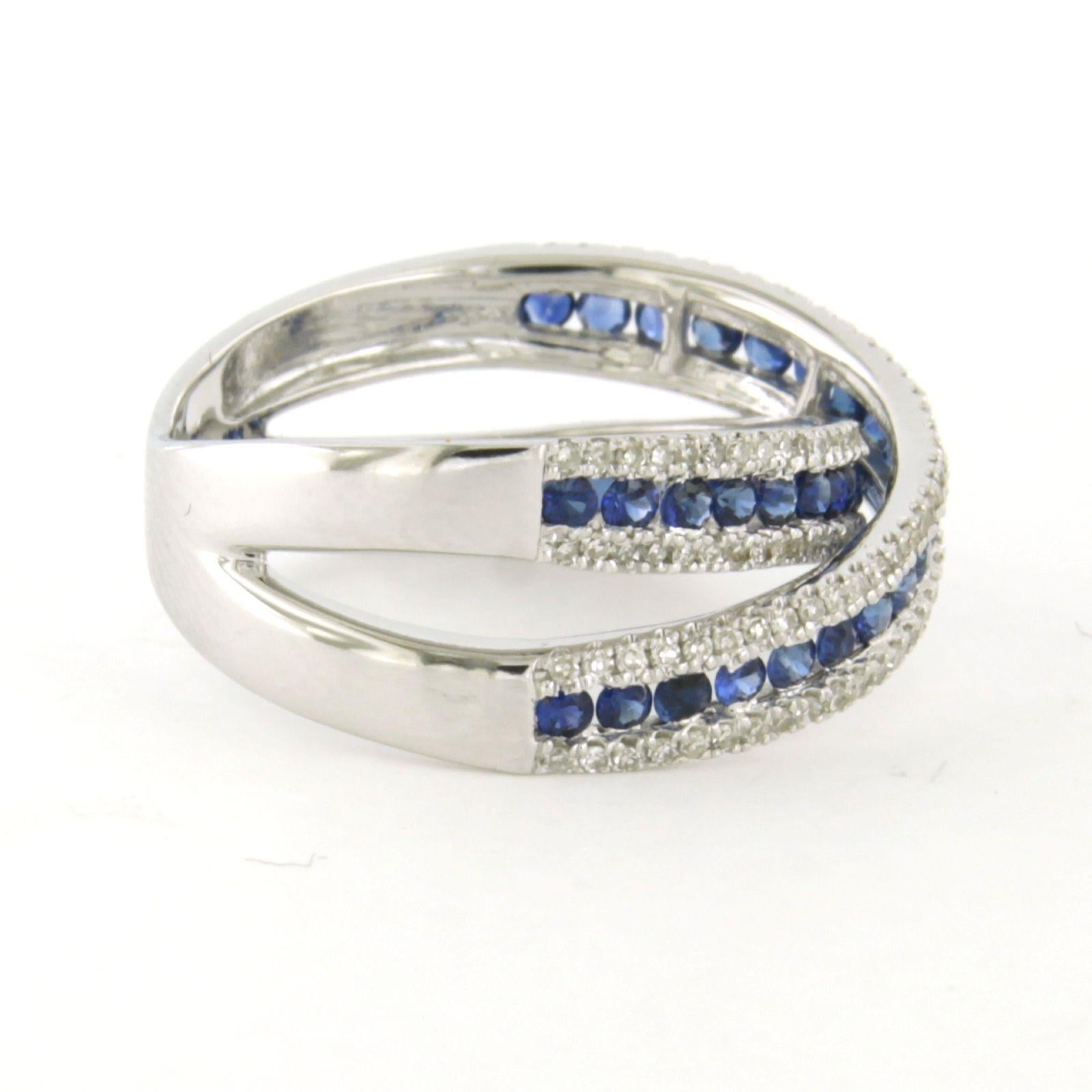 Bague croisée avec saphir et diamants taille unique jusqu'à 0,50ct or 14k en vente 1