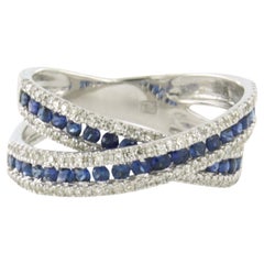 Bague croisée avec saphir et diamants taille unique jusqu'à 0,50ct or 14k