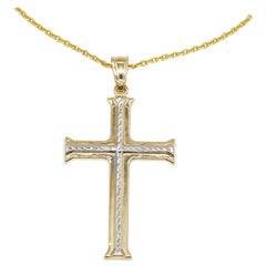 14 Karat Yellow Gold Cross Pendant Charm Christmas Gift for Her and Him