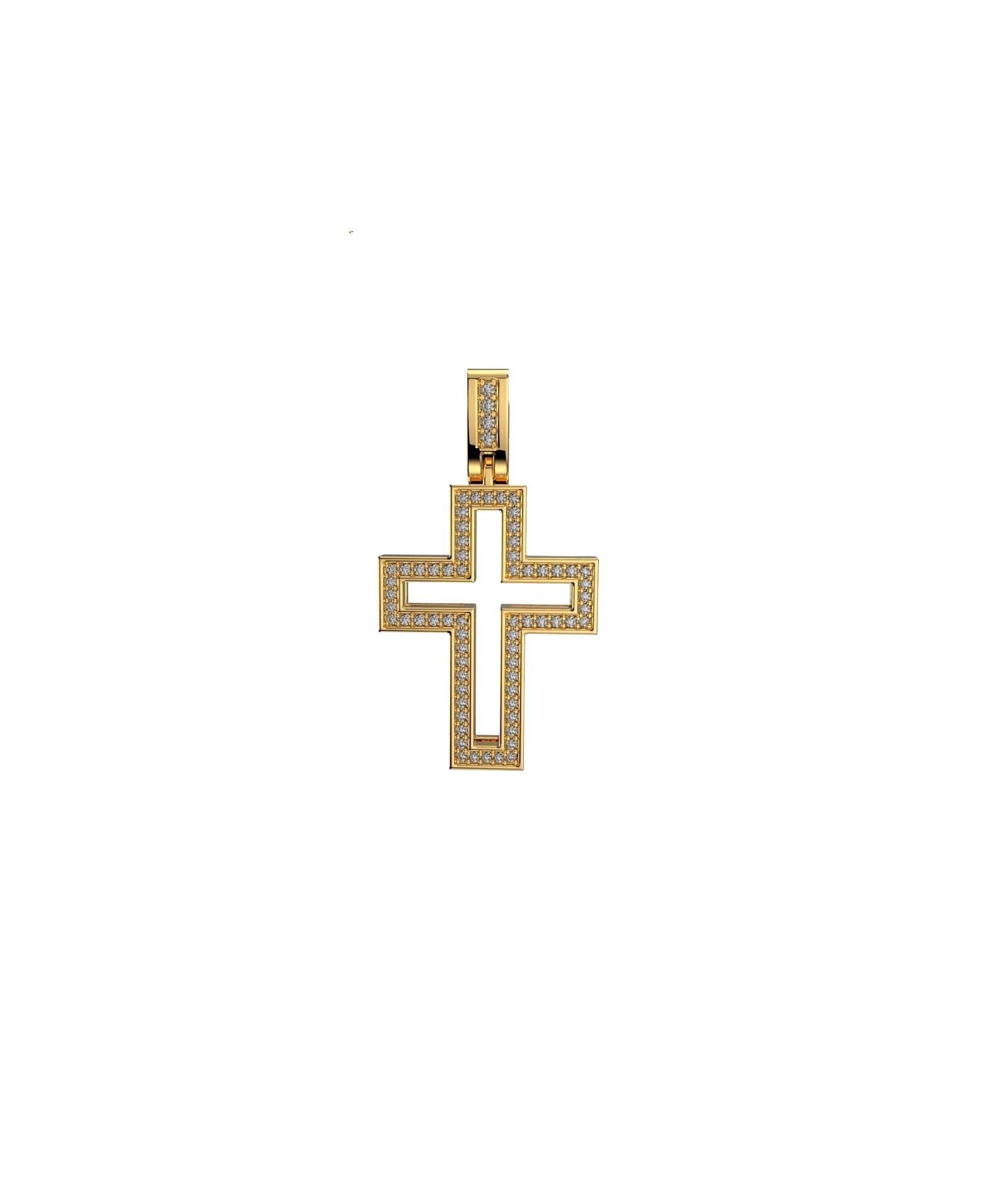 Kreuz-Anhänger aus 14k Gold (Rundschliff) im Angebot