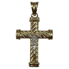 Cross Pendant in 14kt Two Tone Gold – Hollow, New