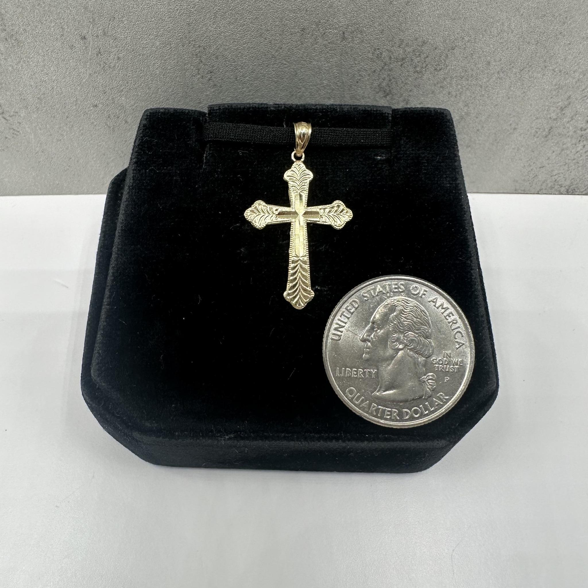 da uomo o donna Ciondolo a forma di croce in oro giallo 14kt - 1,2 g, condizioni pari al nuovo in vendita