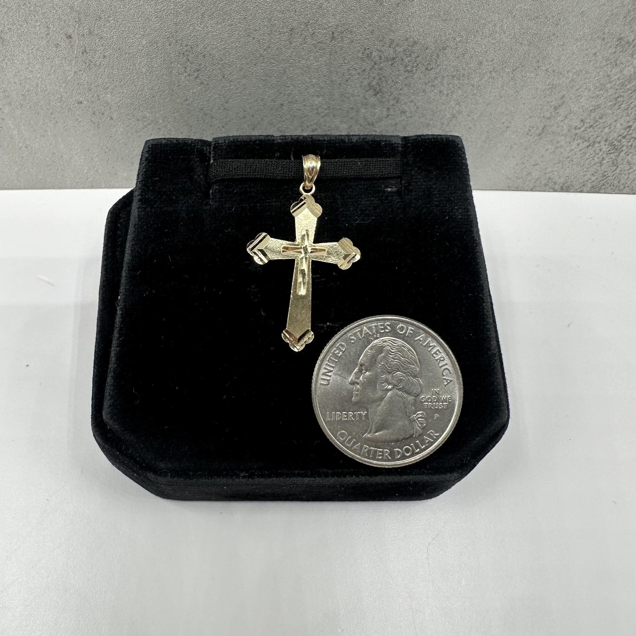 da uomo o donna Ciondolo a forma di croce in oro giallo 14kt - 1,61g in vendita