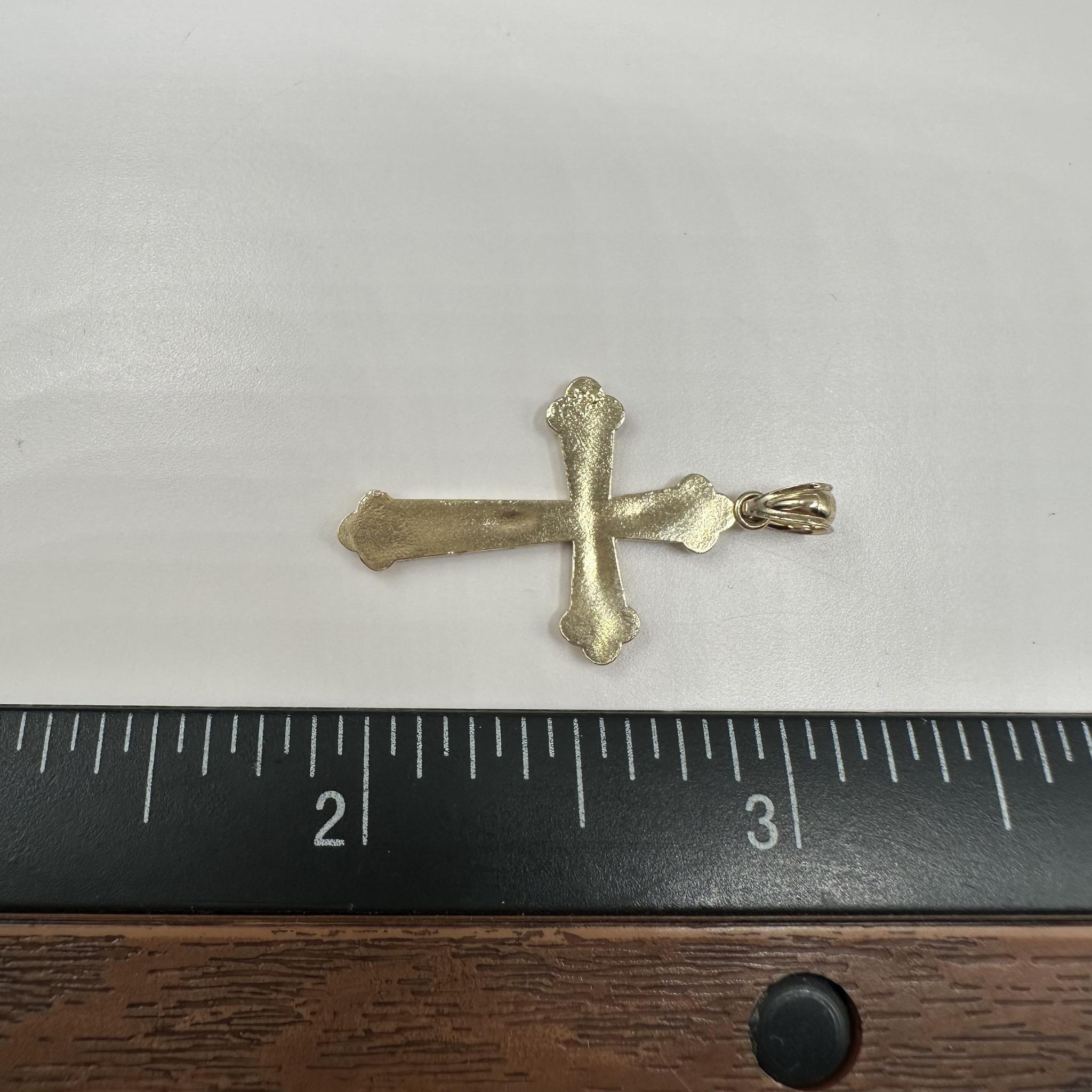 Ciondolo a forma di croce in oro giallo 14kt - 1,61g in vendita 1