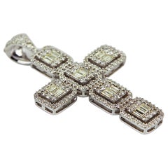 Cross Pendant in Composite Setting Diamond Studded All-Over in 7.64g White Gold