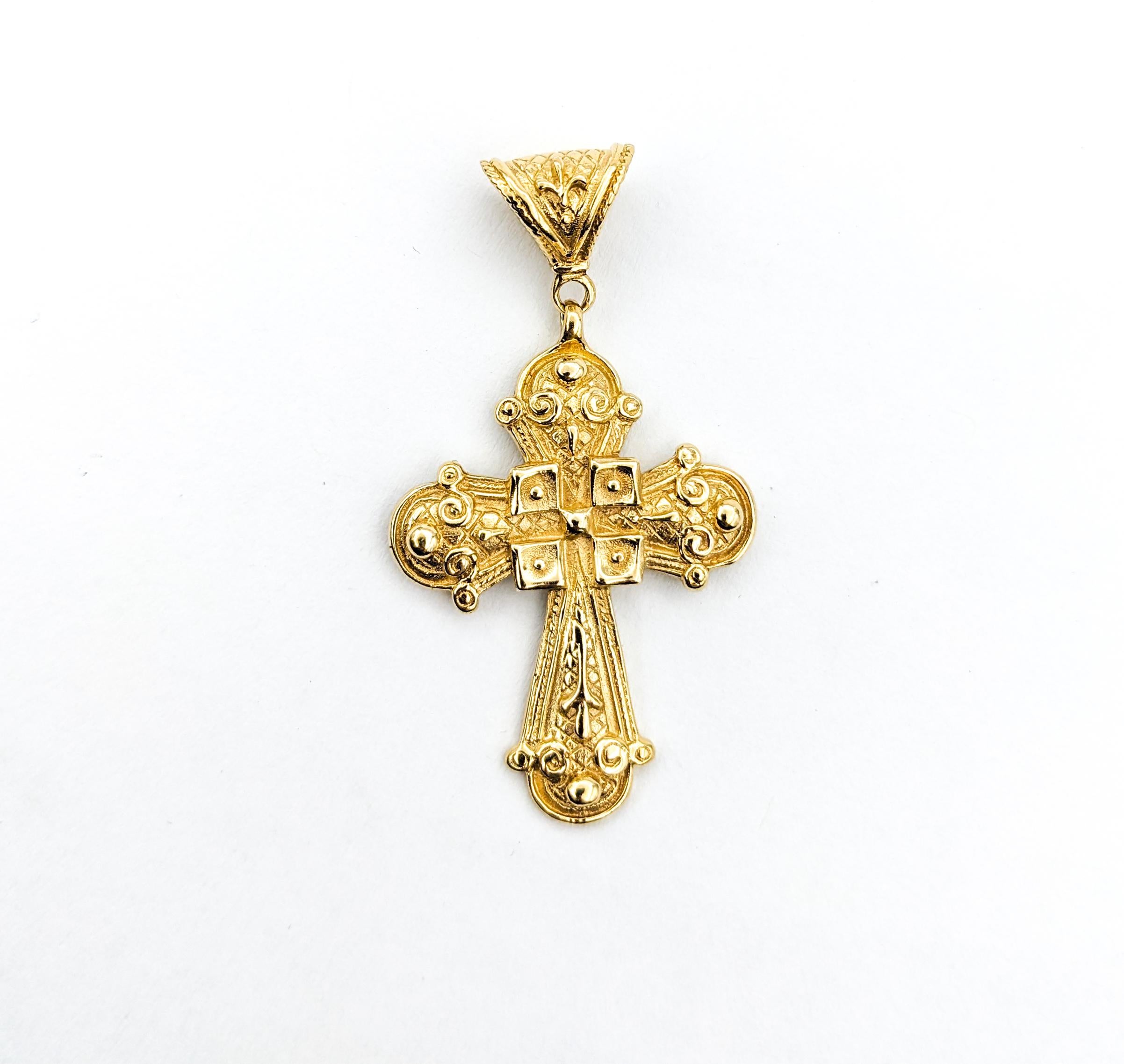 Modern Cross Pendant In Yellow Gold For Sale