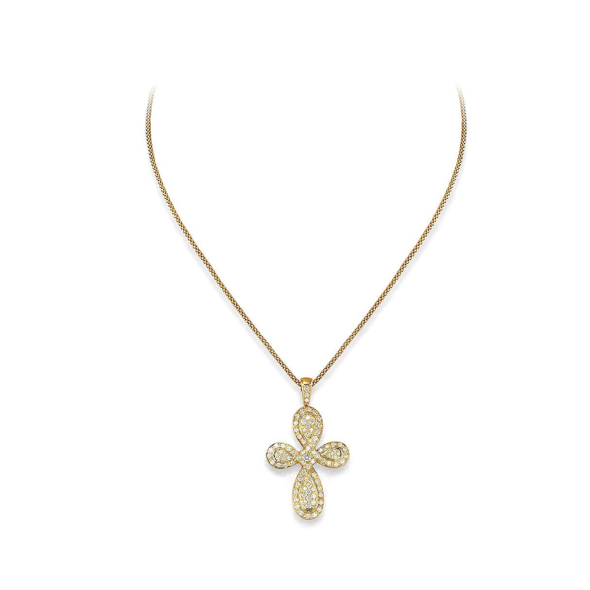 Cross pendant in 18kt yellow gold set with 92 diamonds 1.92 cts