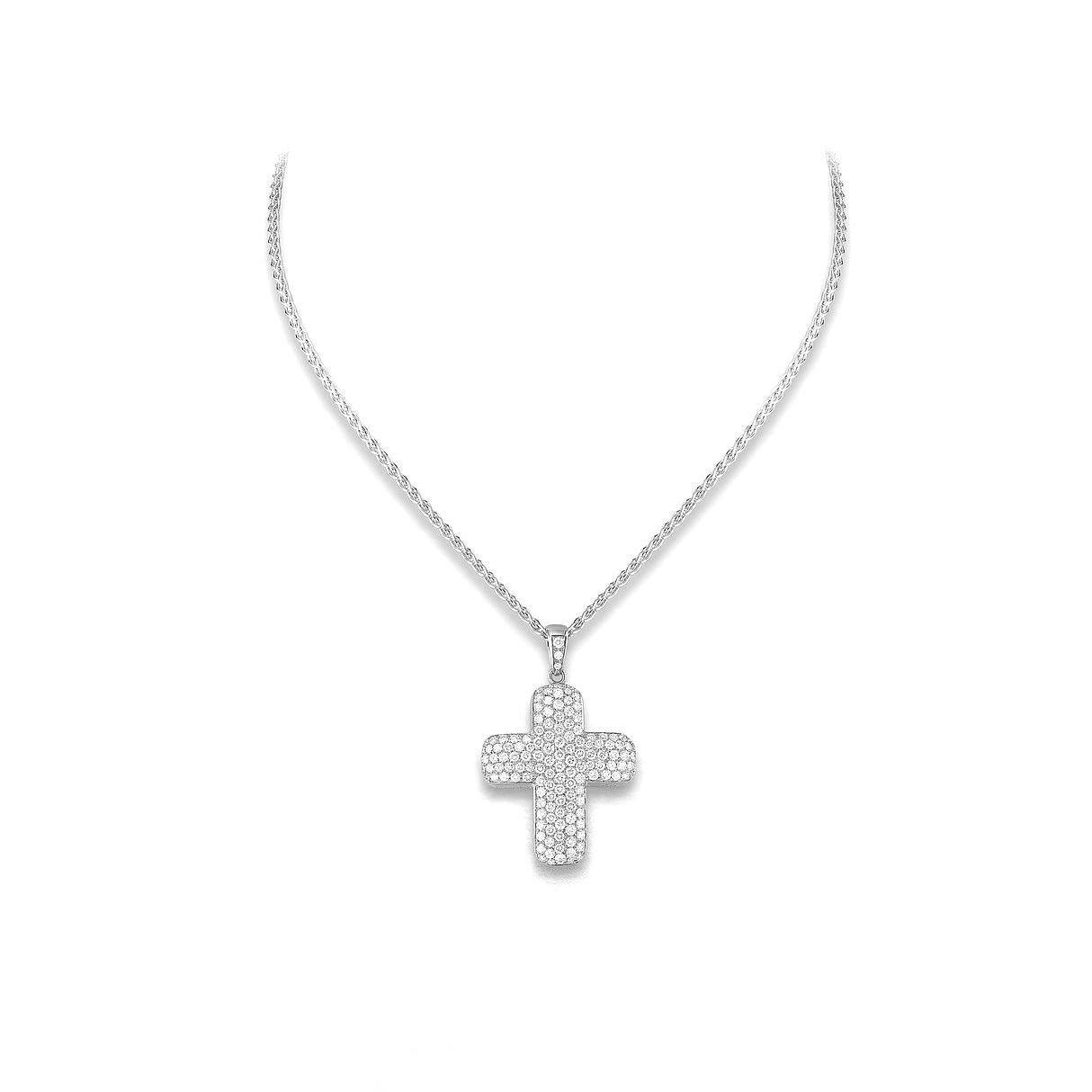Cross pendant in 18kt white gold set with 139 diamonds 3.20 cts