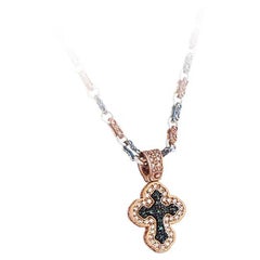 Cross Pendant Necklace with Green Zircon Stones, Dimitrios Exclusive C249