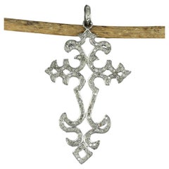 Halskette mit Kreuz-Anhänger Pave Diamant 925 Silber Religiöser Diamant