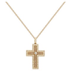 Cross Pendant with Honeycomb and Diamonds