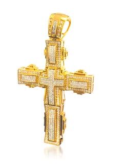Cross Pendent with Diamonds in 14k Yellow Gold