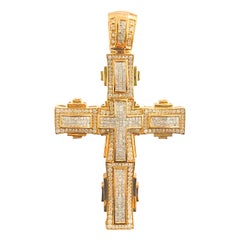 Cross Pendent with Diamonds in 14k Yellow Gold