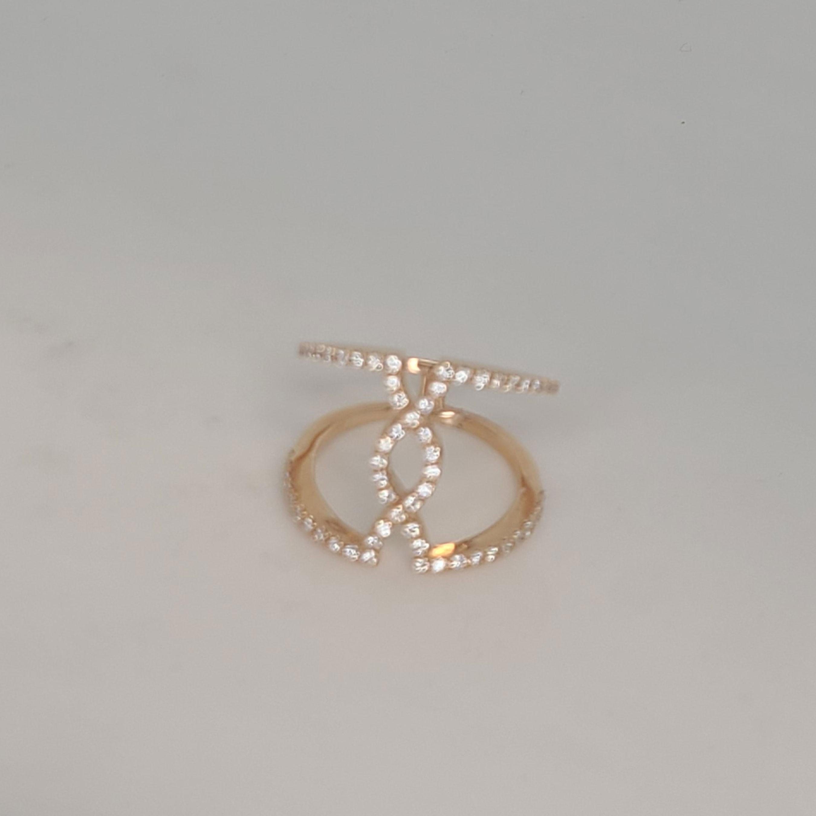 Artisan Cross Roads Diamond Ring For Sale