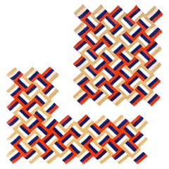 Cross Rug - 'Red-Blue-Brown-White' by Anatole Royer for La Chance