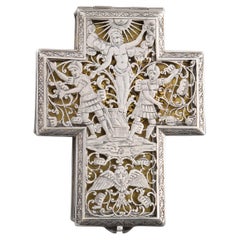 Cross-Shaped Chest Clock, Silver, 17th Century, it Presents Restorations