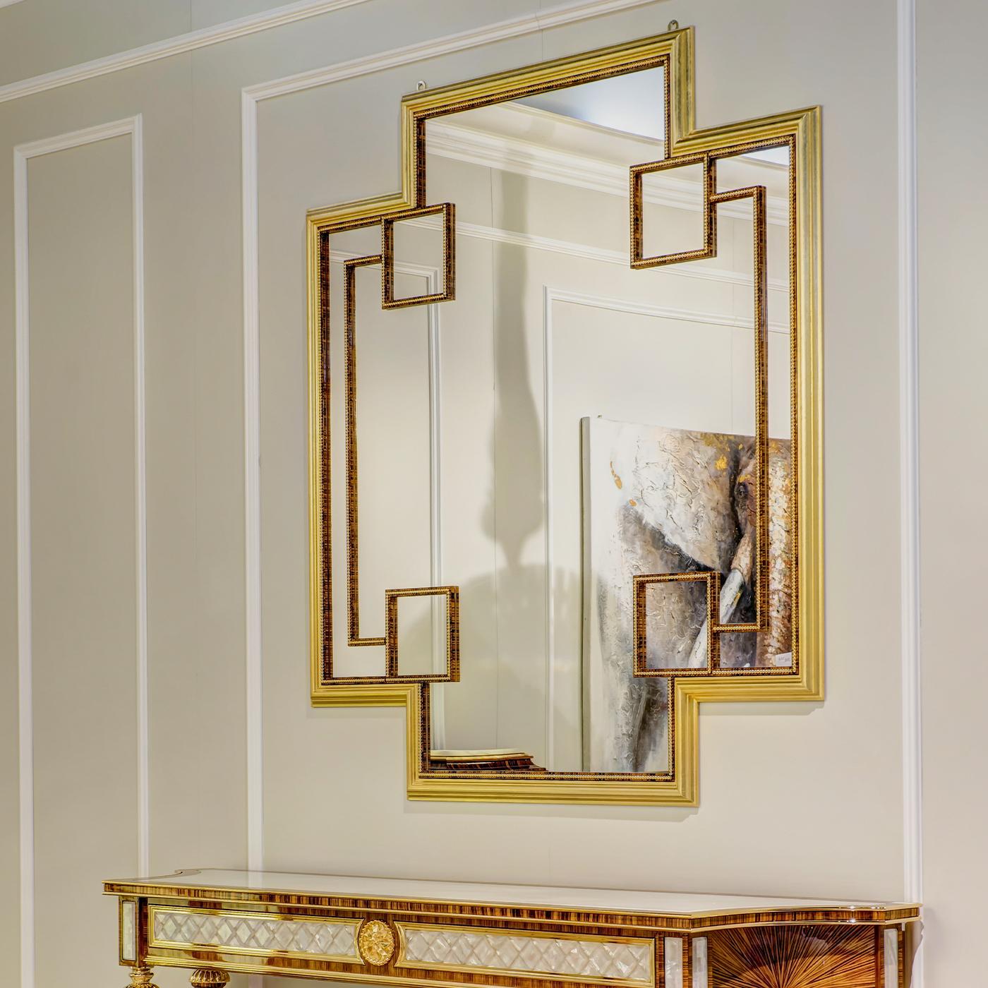 Wood Cross-Shaped Gold Mirror by CG Capelletti For Sale