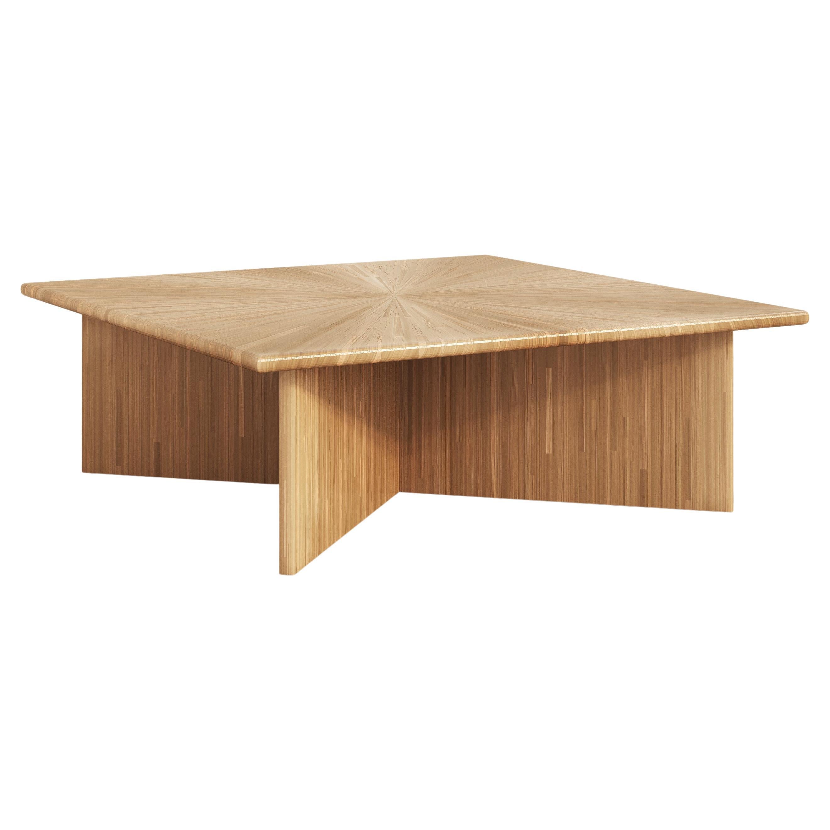 Table basse d'appoint CROSS en marqueterie de paille incrustée, fabriquée à la main, naturelle et minimaliste en vente