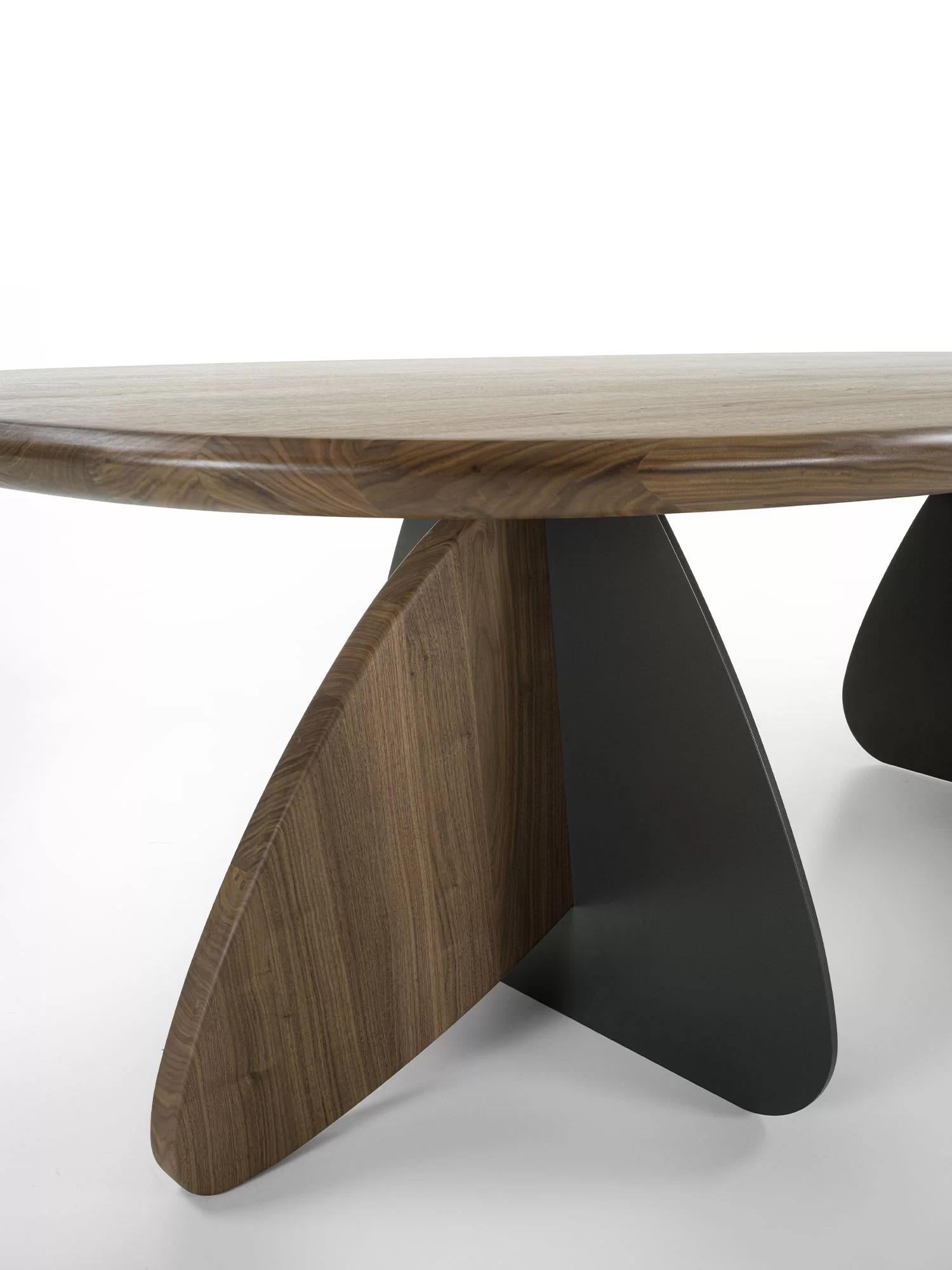 Cross Solid Wood & Iron Dining Table, Designed by Carlesi Tonelli, Made in Italy For Sale 1