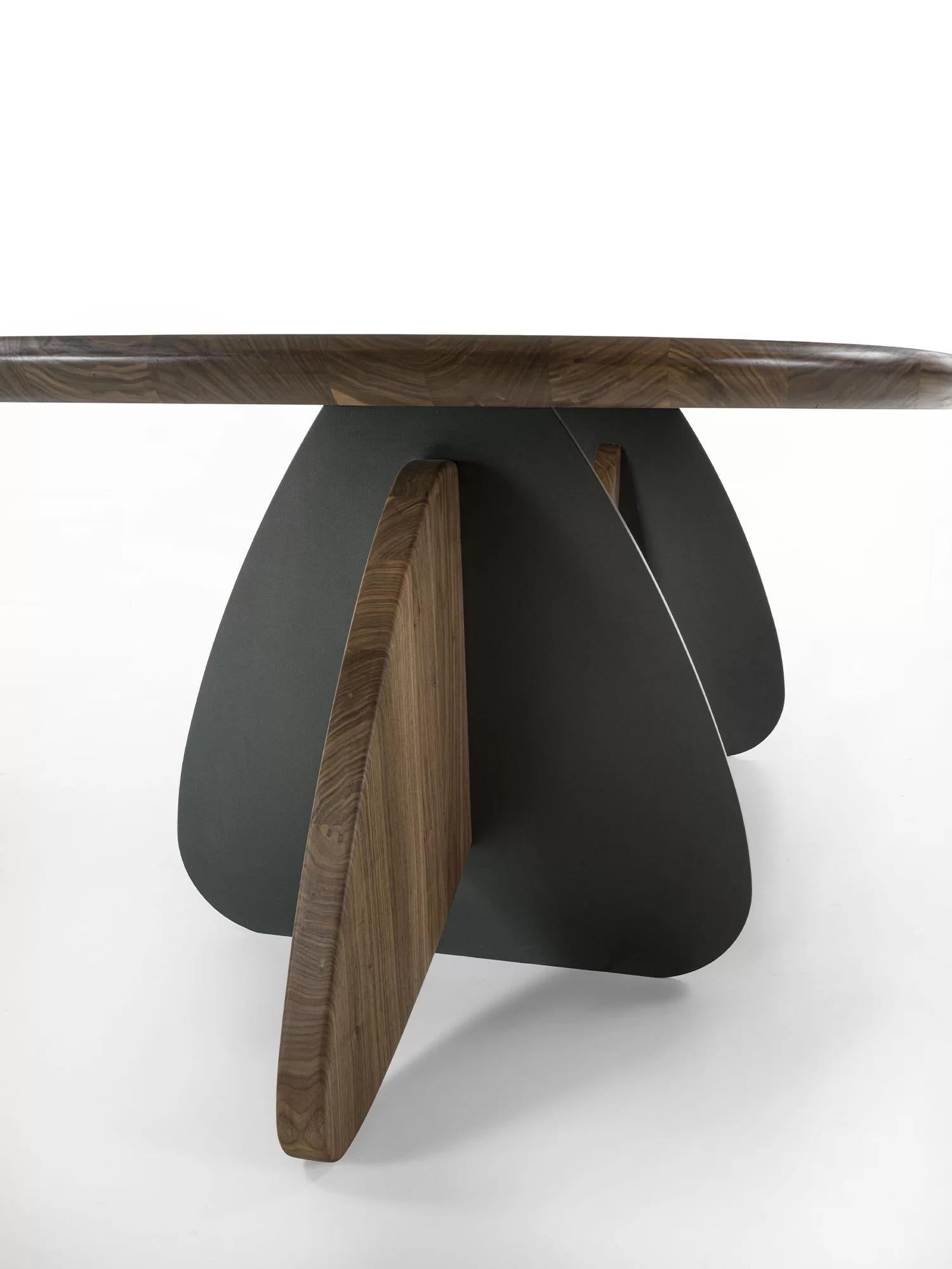 Cross Solid Wood & Iron Dining Table, Designed by Carlesi Tonelli, Made in Italy For Sale 2