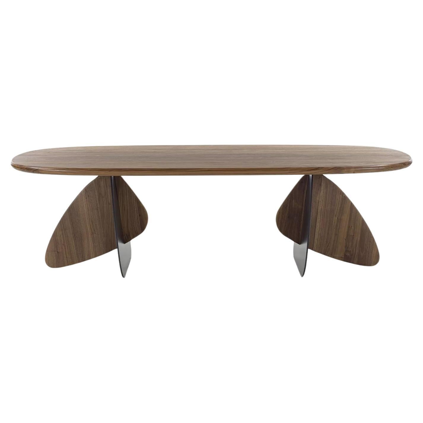 Cross Solid Wood & Iron Dining Table, Designed by Carlesi Tonelli, Made in Italy For Sale