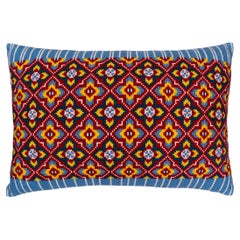 Art Deco inspired, Hand Embroidered Cross Stitch Pillow Cover 20''x20''