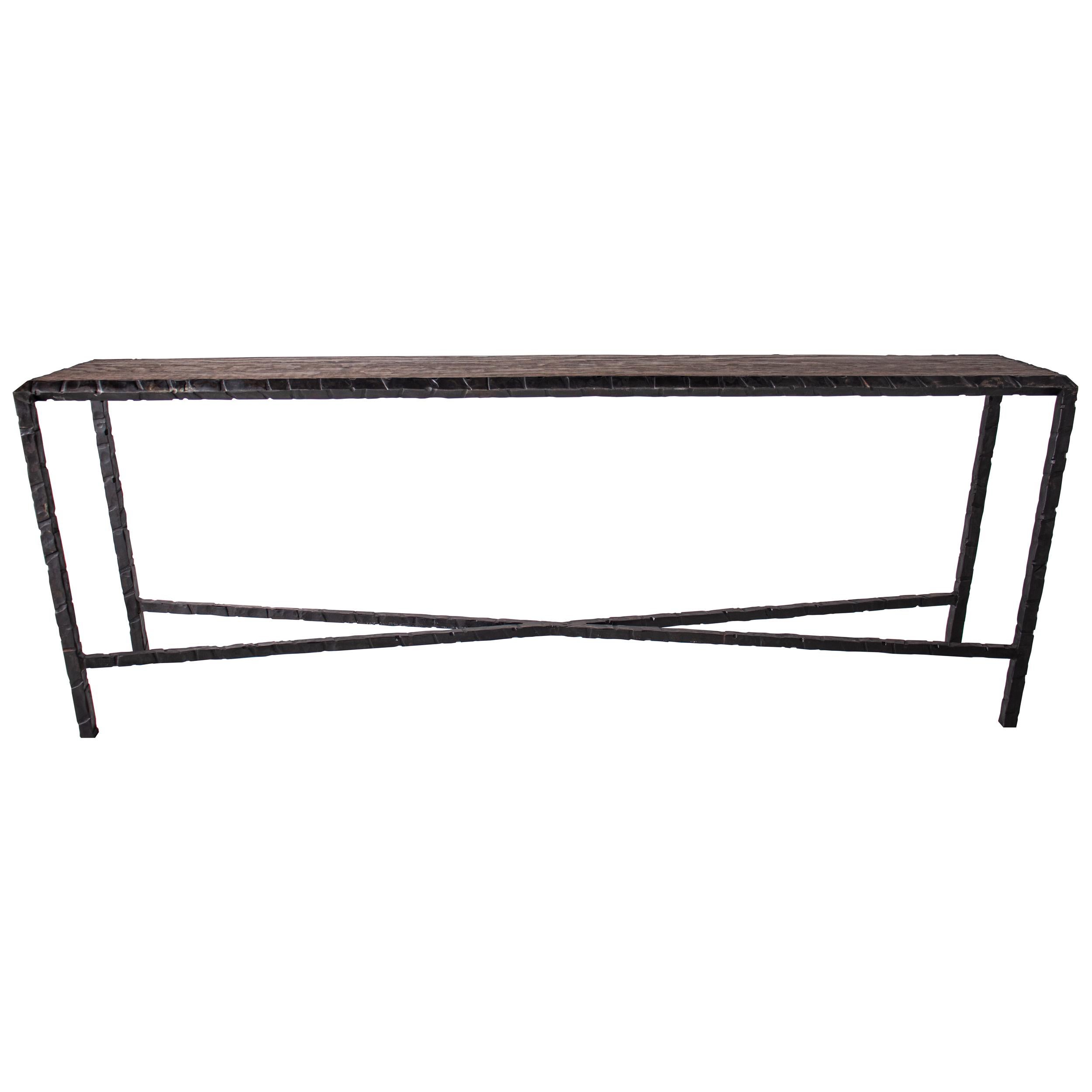 Cross Stretcher Console Table For Sale