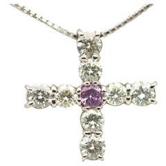 Diamant-Saphir-Platin-Anhnger im Cross-Stil