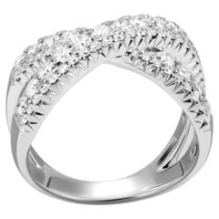 Cross Style Diamond White Gold Ring For Her