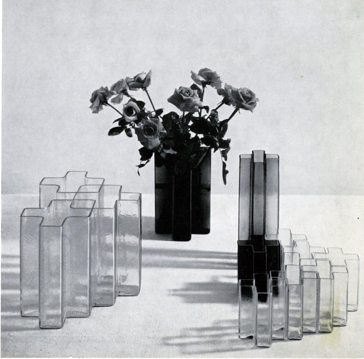 In 1961 Danish architect & designer Bodil Kjaer designed a series of vases named 'Cross' - hence the shape. These vases were the first vases designed with the idea of arranging flowers in a vase.
Due to the sharp angular shapes of the vase, a