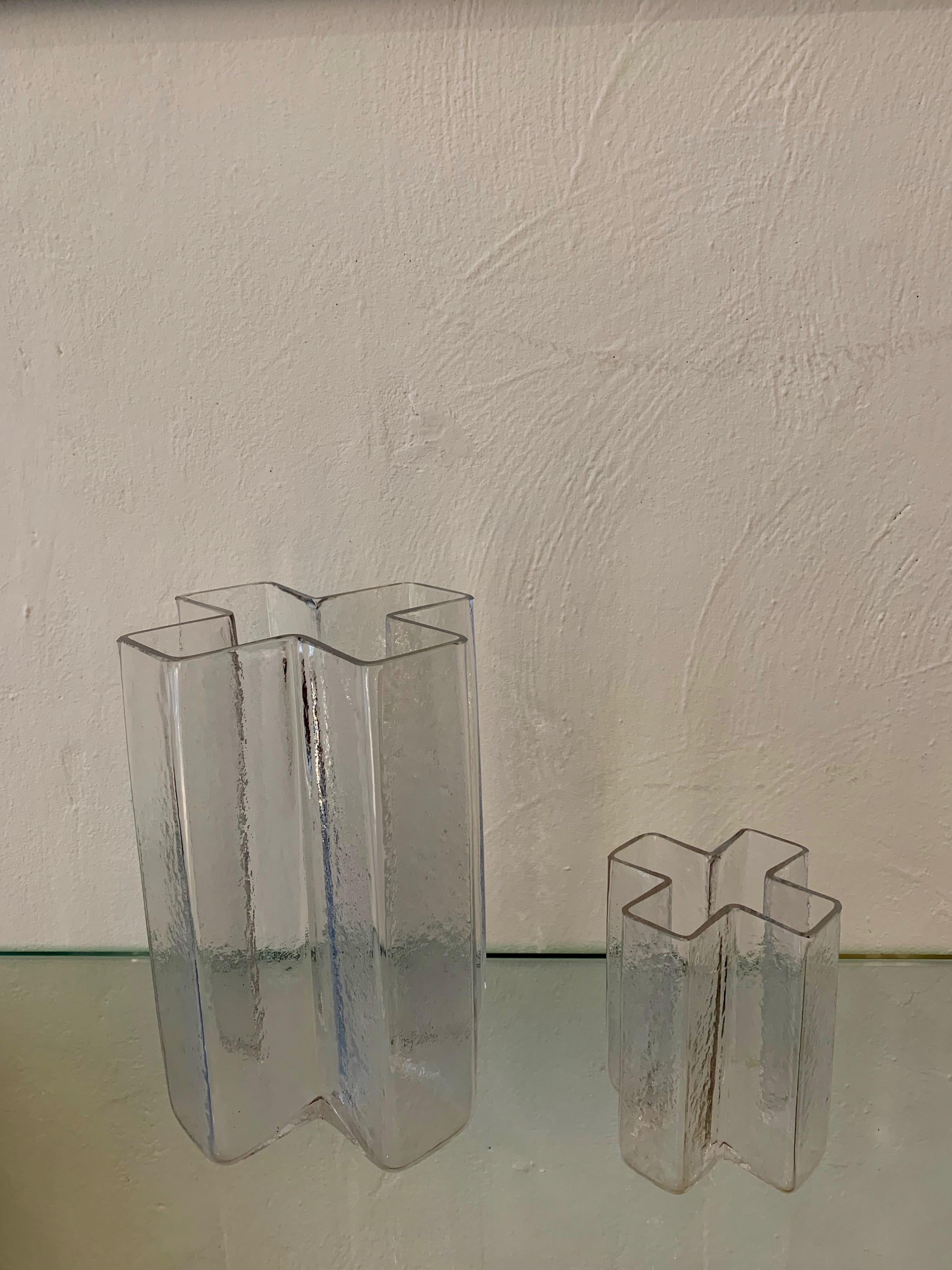 Scandinavian Modern Cross Vases by Danish Architect Bodil Kjaer - Gullaskruf Sweden