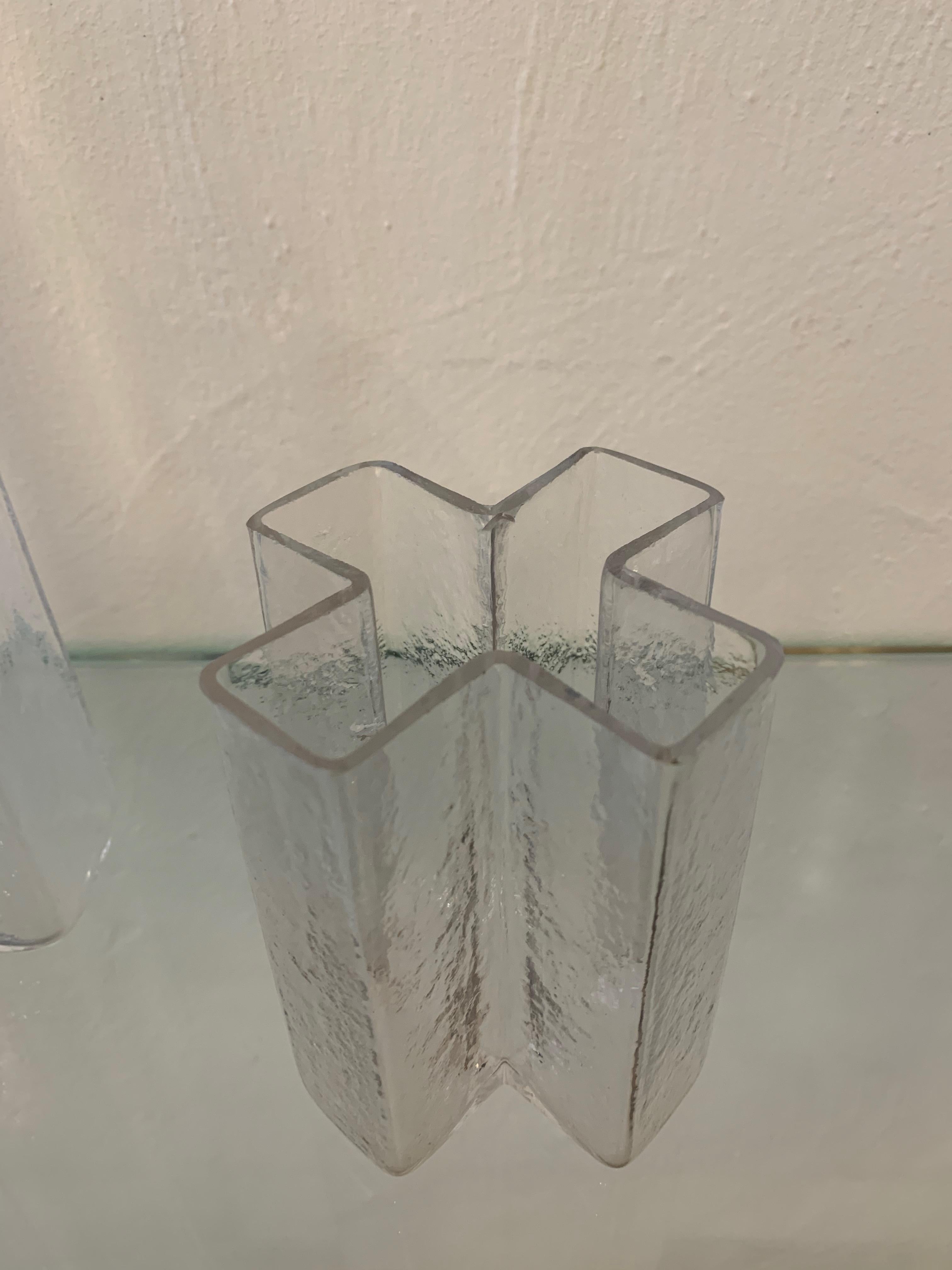 Blown Glass Cross Vases by Danish Architect Bodil Kjaer - Gullaskruf Sweden
