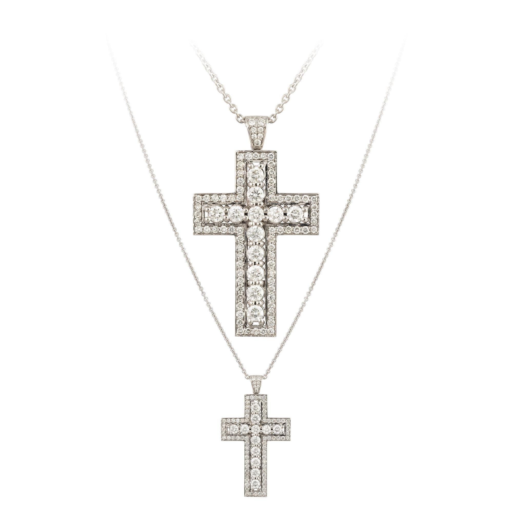 Kreuz Weißgold 18K Halskette Diamant für Sie (Moderne) im Angebot