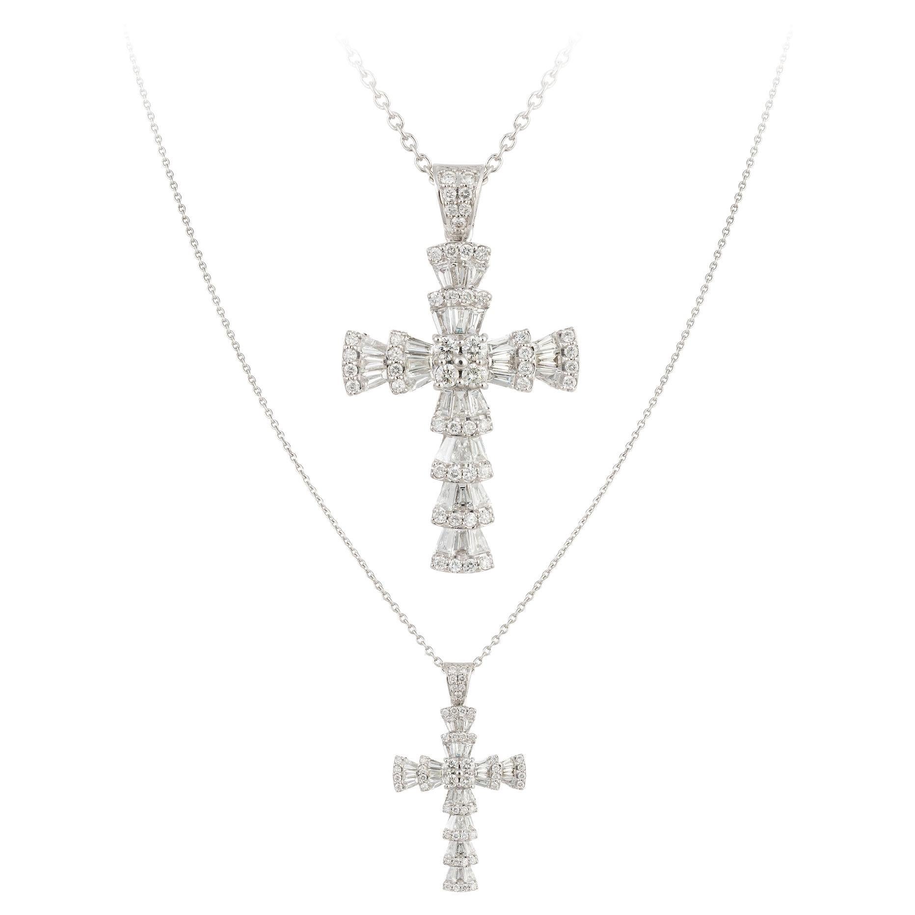 Cross White Gold 18K Necklace Diamond for Her