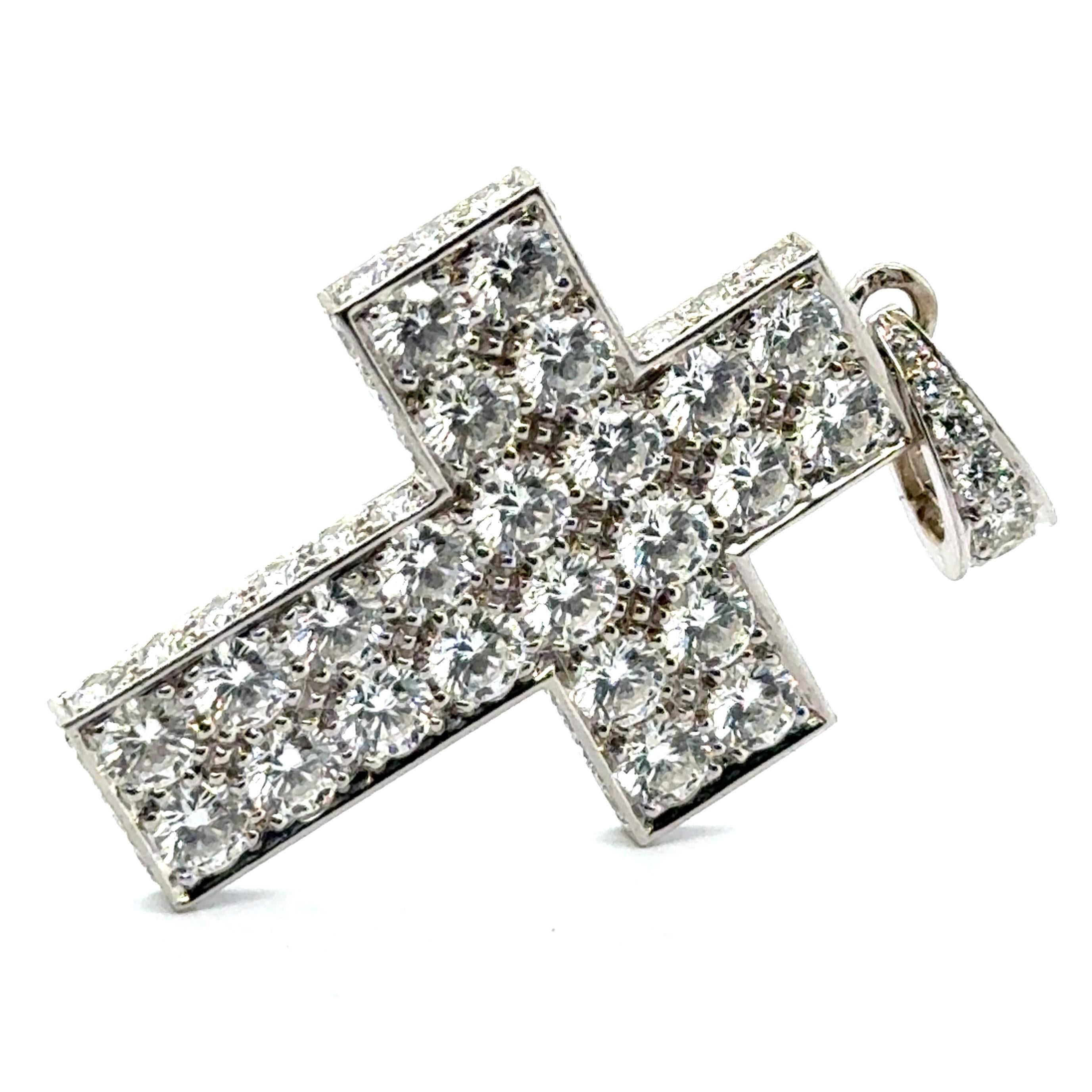 Croce con diamanti in oro bianco 18 carati di Cartier in vendita 4