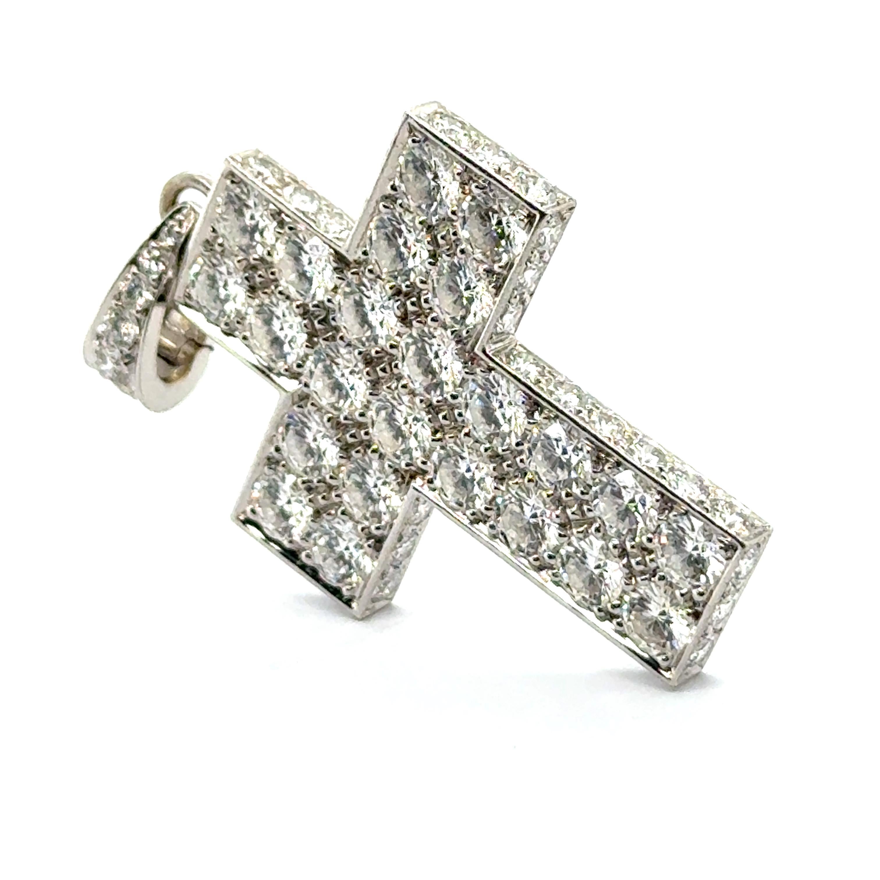Croce con diamanti in oro bianco 18 carati di Cartier in vendita 6