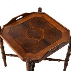 Crossbanded & Inlaid Mahogany Tea Table with Tray on Stand 20thC