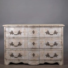 Crossbow Chest of Drawers in Wood with Grey Patina and Chinese Style Bronzes