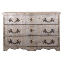 Crossbow Chest of Drawers in Wood with Grey Patina and Chinese Style Bronzes