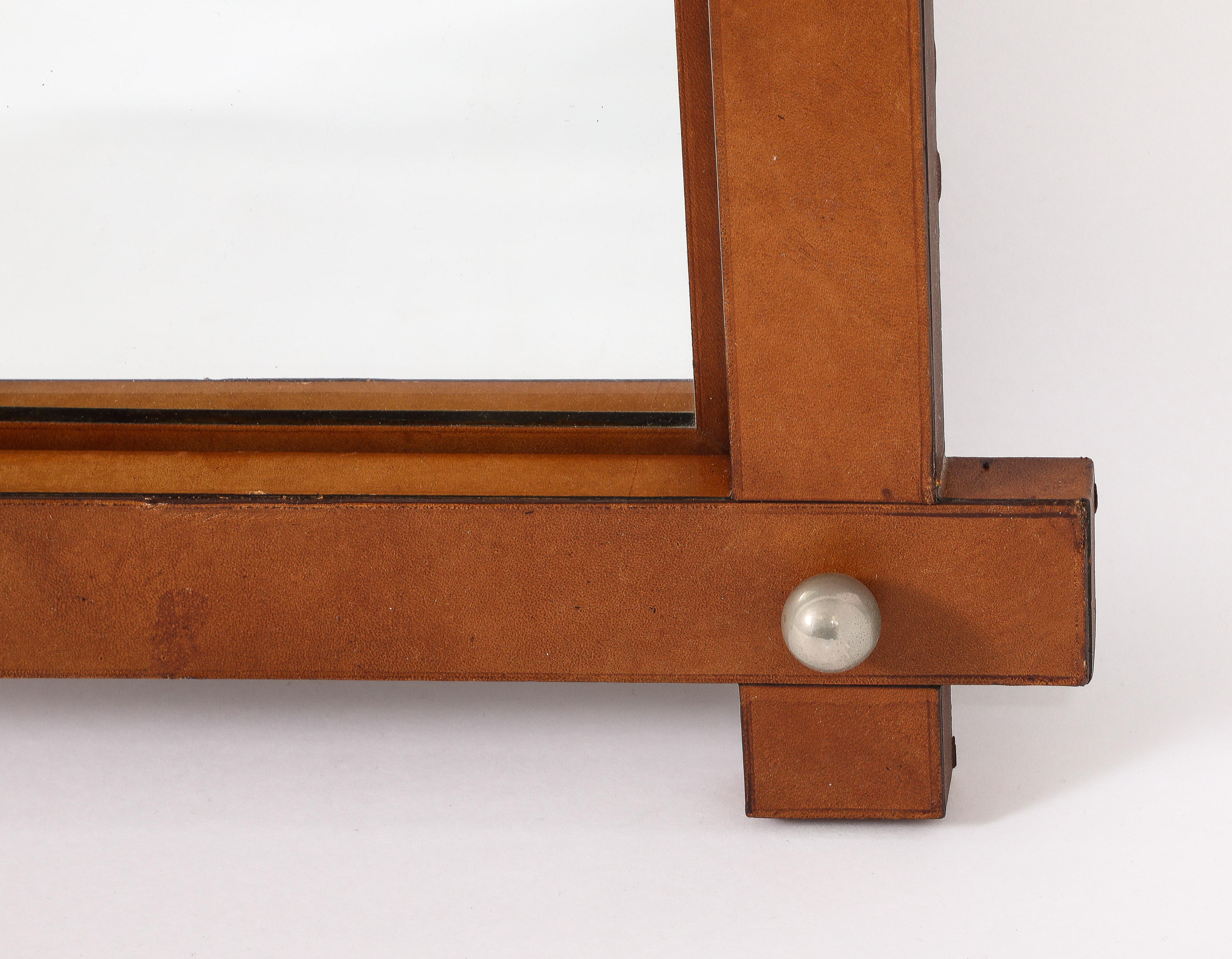 Crossed Leather Mirror, France 1950's For Sale 2