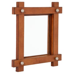 Crossed Leather Mirror, France 1950's