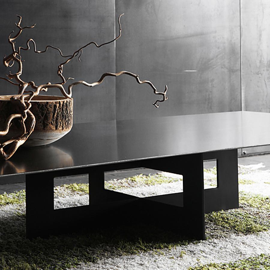 Hand-Crafted Crossed Steel Coffee Table For Sale