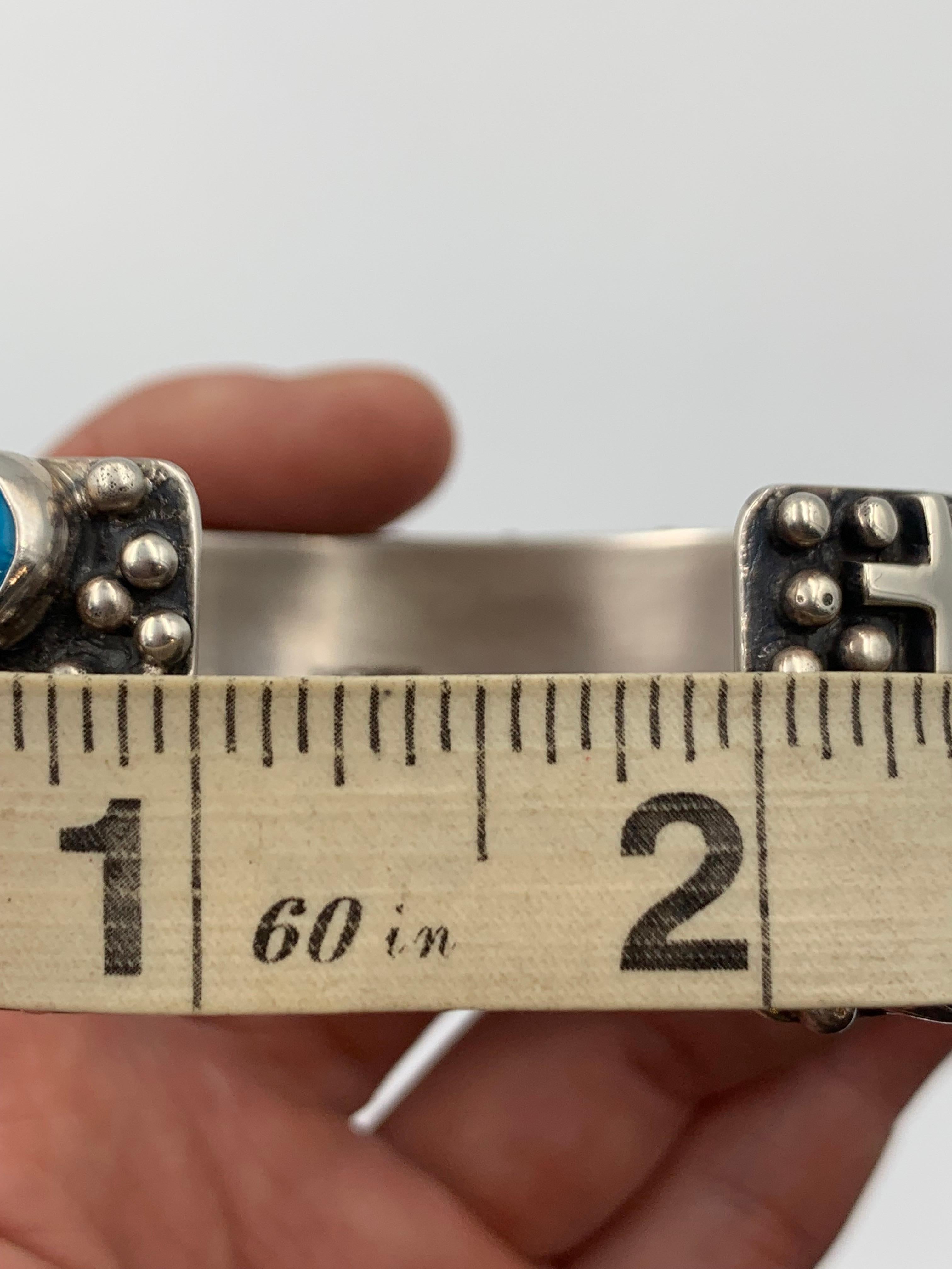 Bracciale in argento con croci e gocce di pioggia e turchese di Ronnie Willie in vendita 6