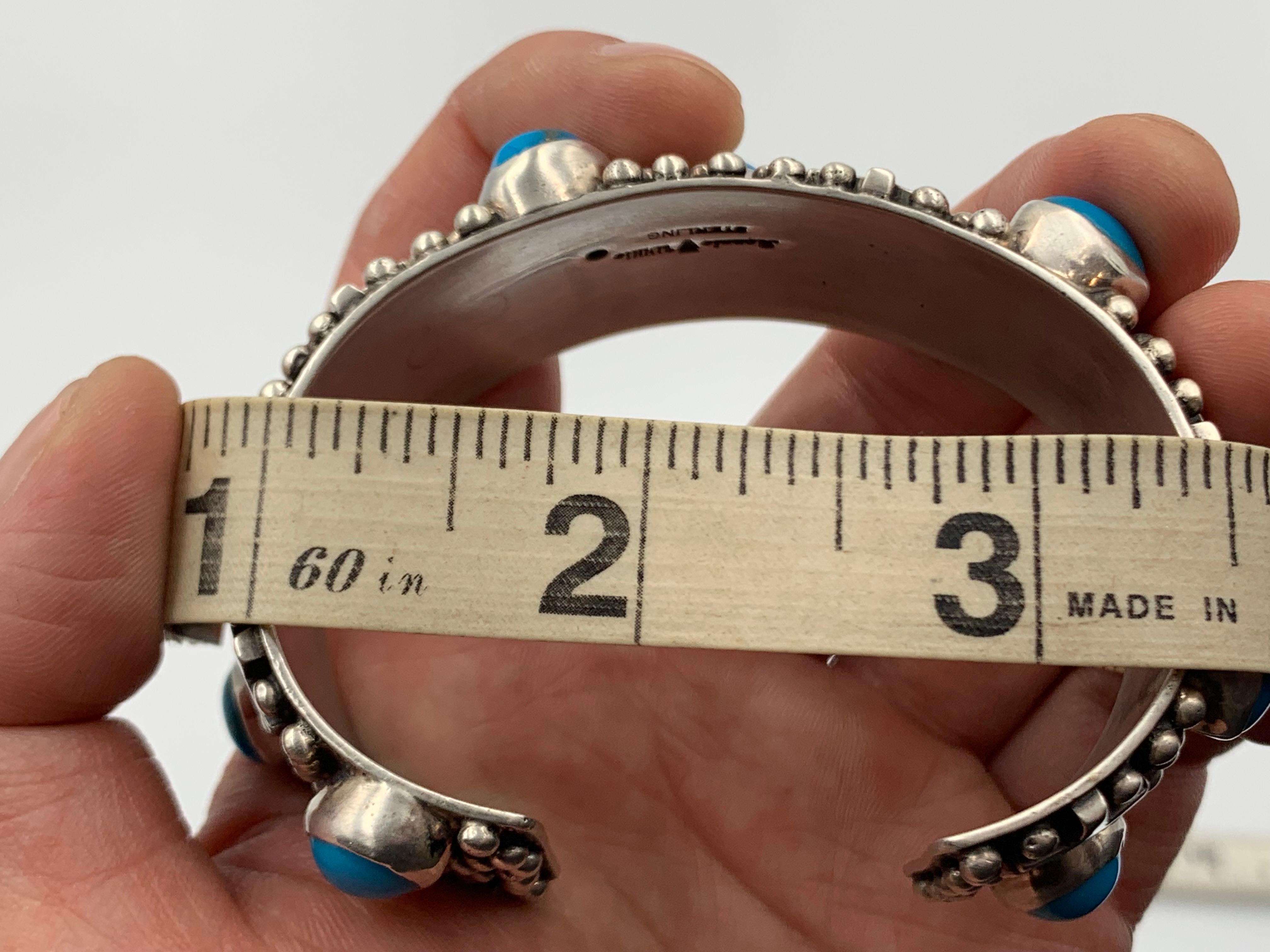 Bracciale in argento con croci e gocce di pioggia e turchese di Ronnie Willie in vendita 7