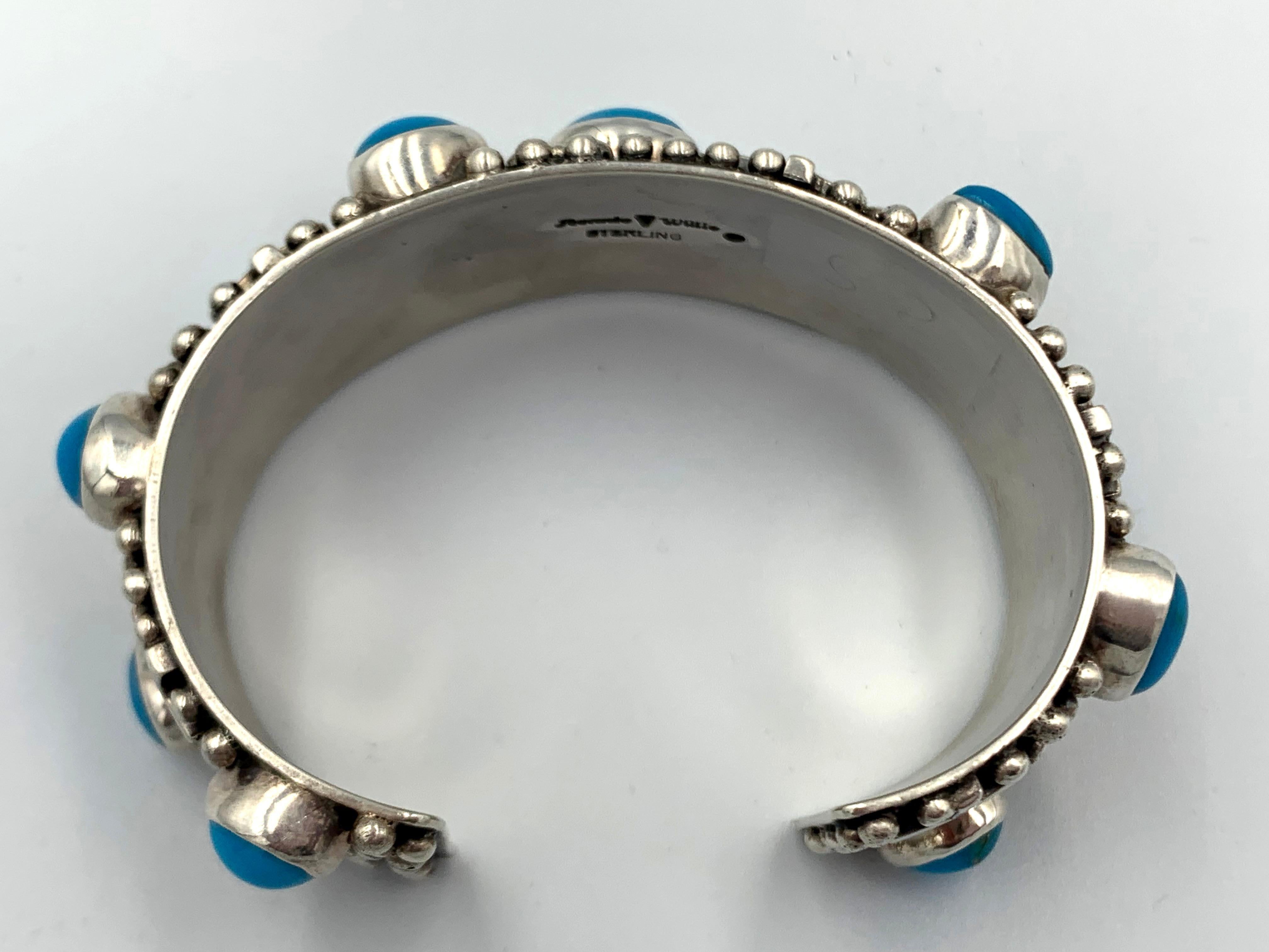 Bracciale in argento con croci e gocce di pioggia e turchese di Ronnie Willie in vendita 4