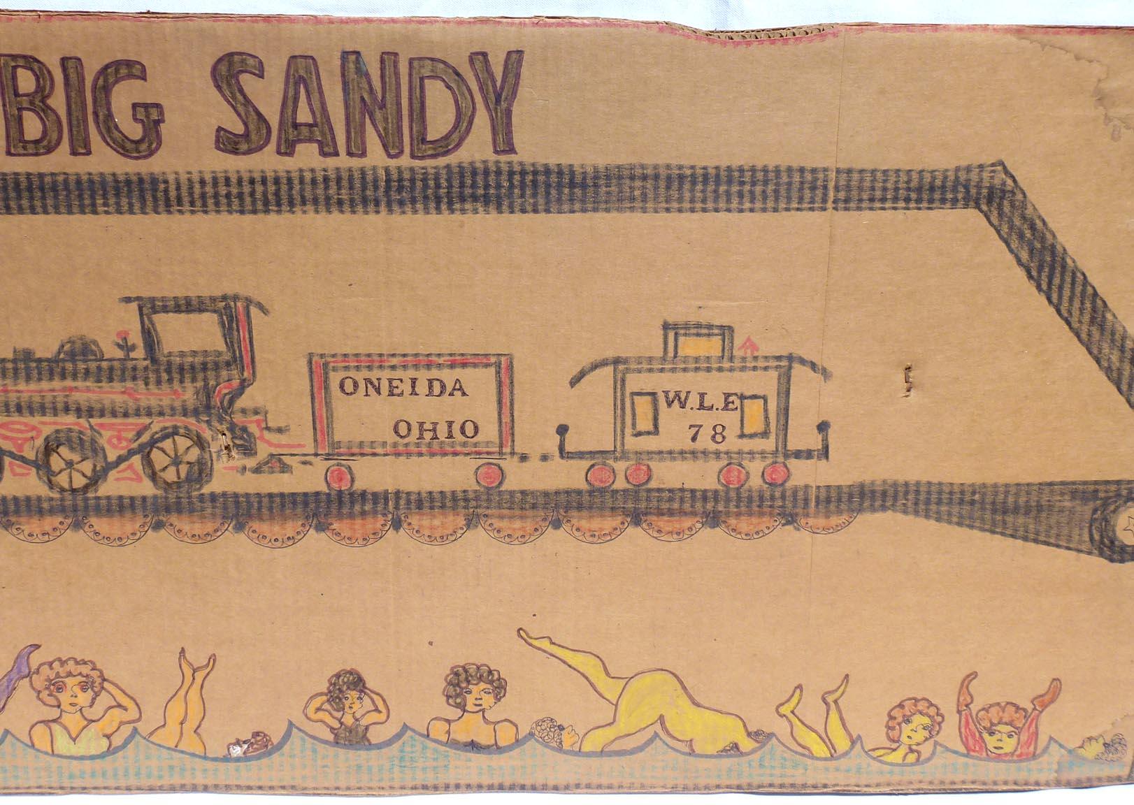 Late 20th Century Crossing Big Sandy by the Outsider Artist Lewis Smith, Crayon, Marker For Sale